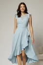 Rochie DY Fashion bleu asimetrica cu aplicatii la decolteu si volanas, 1, dyfashion.ro