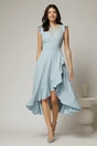 Rochie DY Fashion bleu asimetrica cu aplicatii la decolteu si volanas, 3, dyfashion.ro
