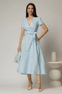 Rochie DY Fashion bleu cu buline cu decolteu petrecut si cordon in talie, 3, dyfashion.ro