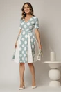 Rochie DY Fashion bleu cu buline mari si pliuri ample in contrast, 3, dyfashion.ro