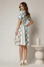 Rochie DY Fashion bleu cu buline mari si pliuri ample in contrast, 2, dyfashion.ro