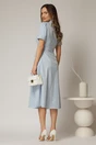 Rochie DY Fashion bleu cu buline tip camasa si curea in talie, 2, dyfashion.ro