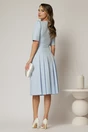 Rochie DY Fashion bleu cu decolteu cu guler ascutit si fusta plisata, 2, dyfashion.ro