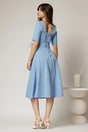 Rochie DY Fashion bleu cu decolteu inima si detaliu floral in talie, 2, dyfashion.ro