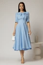 Rochie DY Fashion bleu cu guler amplu si detaliu inima, 3, dyfashion.ro