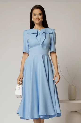Rochie DY Fashion bleu cu guler amplu si detaliu inima