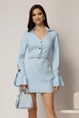 Rochie DY Fashion bleu cu maneci evazate si decolteu cu guler, 1, dyfashion.ro