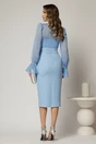 Rochie DY Fashion bleu cu maneci lungi din voal cu croi mulat, 2, dyfashion.ro