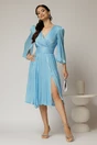 Rochie DY Fashion bleu de ocazie din voal peliculizat cu maneci crapate, 3, dyfashion.ro