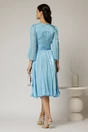 Rochie DY Fashion bleu de ocazie din voal peliculizat cu maneci crapate, 2, dyfashion.ro
