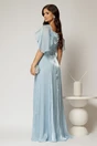 Rochie DY Fashion bleu lunga de seara cu aplicatii de perle pe talie, 2, dyfashion.ro