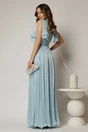 Rochie DY Fashion bleu lunga de seara cu decolteu adanc si funde ample, 2, dyfashion.ro