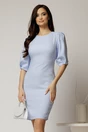 Rochie DY Fashion bleu midi cu decupaj la spate si inchidere cu nasturi perla, 2, dyfashion.ro