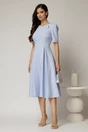 Rochie DY Fashion bleu midi cu pliuri pe fusta si design cu detaliu la bust, 3, dyfashion.ro
