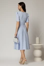Rochie DY Fashion bleu midi cu pliuri pe fusta si design cu detaliu la bust, 2, dyfashion.ro