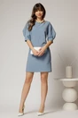Rochie DY Fashion bleu scurta croi cambrat cu maneci cu design atipic, 3, dyfashion.ro