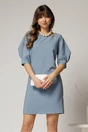 Rochie DY Fashion bleu scurta croi cambrat cu maneci cu design atipic, 1, dyfashion.ro