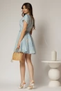 Rochie DY Fashion bleu scurta cu broderii florale si decolteu petrecut, 2, dyfashion.ro