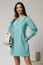 Rochie DY Fashion bleu scurta cu croi cambrat si guler in colturi, 1, dyfashion.ro
