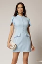 Rochie DY Fashion bleu scurta cu nasturi pe bust si croi cambrat, 1, dyfashion.ro