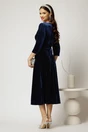 Rochie DY Fashion bleumarin din catifea cu decolteu adanc si cordon cu aplicatii, 2, dyfashion.ro