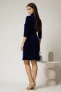 Rochie DY Fashion bleumarin din catifea fixa cu guler tunica si nasturi, 2, dyfashion.ro