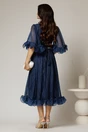 Rochie DY Fashion bleumarin din voal creponat cu volanase si decolteu in V, 2, dyfashion.ro