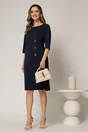 Rochie DY Fashion bleumarin midi croi drept cu nasturi, 3, dyfashion.ro