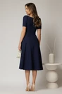 Rochie DY Fashion bleumarin midi cu detaliu talie si decupaj la decolteu, 2, dyfashion.ro