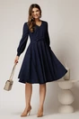 Rochie DY Fashion bleumarin midi cu funda in talie si decolteu V, 3, dyfashion.ro