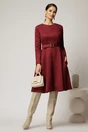 Rochie DY Fashion bordo clos din piele intoarsa si curea in talie, 3, dyfashion.ro