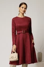 Rochie DY Fashion bordo clos din piele intoarsa si curea in talie, 1, dyfashion.ro