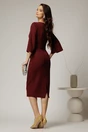 Rochie DY Fashion bordo conica cu maneci crapate si brosa detasabila, 2, dyfashion.ro