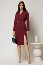 Rochie DY Fashion bordo conica tip sacou cu nasturi pe fusta, 3, dyfashion.ro