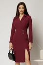 Rochie DY Fashion bordo conica tip sacou cu nasturi pe fusta, 1, dyfashion.ro