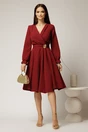 Rochie DY Fashion bordo cu decolteu petrecut si catarama aurie, 3, dyfashion.ro