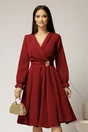 Rochie DY Fashion bordo cu decolteu petrecut si catarama aurie, 1, dyfashion.ro
