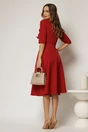 Rochie DY Fashion bordo cu funde pe bust si maneci trei sferturi, 2, dyfashion.ro