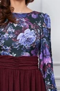 Rochie Dy Fashion bordo cu imprimeu floral mov pe bust