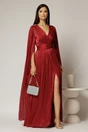 Rochie DY Fashion bordo de ocazie din voal peliculizat cu aplicatii pe umeri, 1, dyfashion.ro