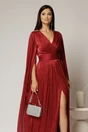 Rochie DY Fashion bordo de ocazie din voal peliculizat cu aplicatii pe umeri, 3, dyfashion.ro