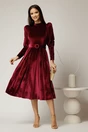 Rochie DY Fashion bordo din catifea, 3, dyfashion.ro