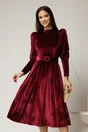 Rochie DY Fashion bordo din catifea, 1, dyfashion.ro
