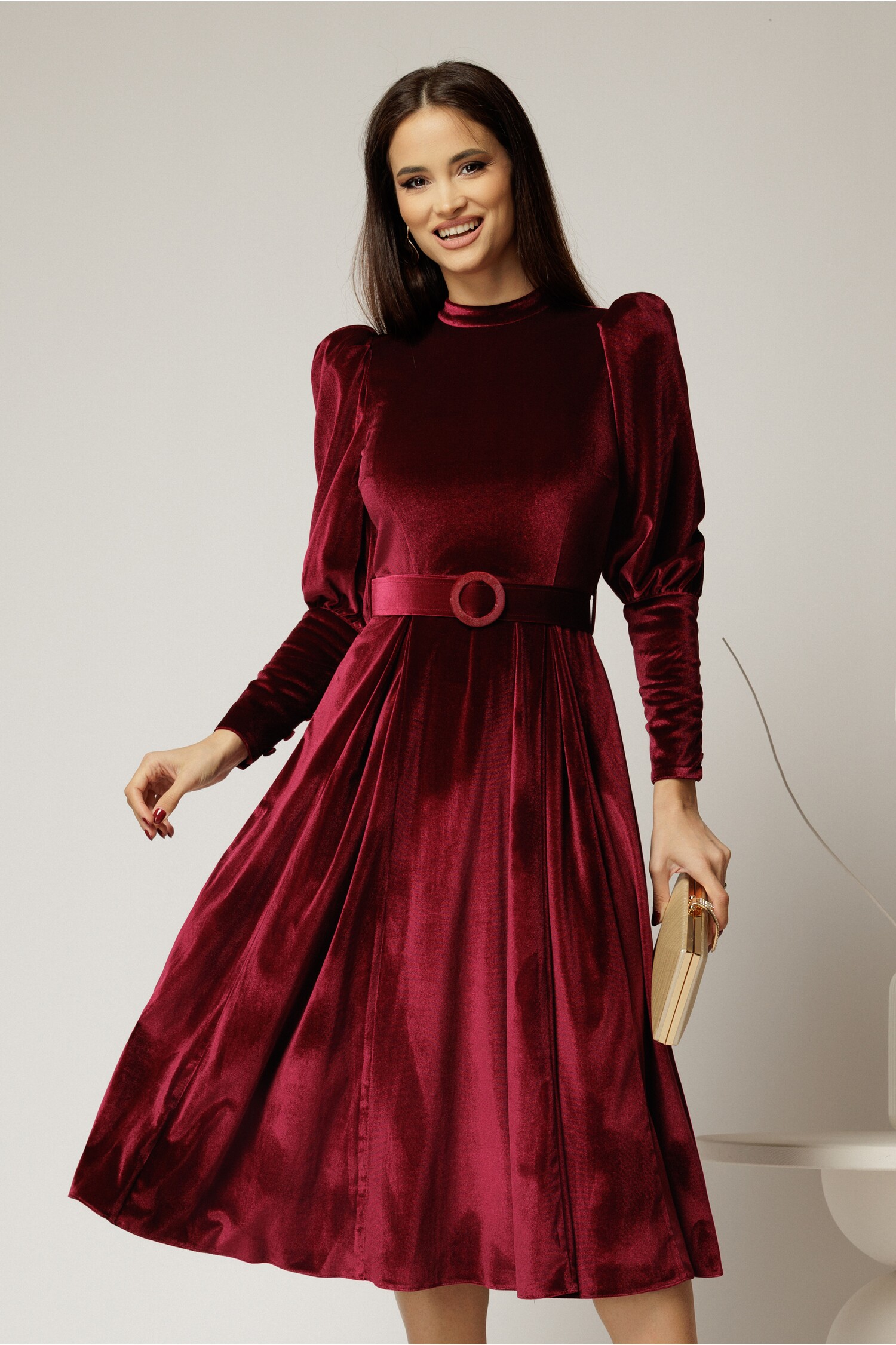 Rochie DY Fashion bordo din catifea