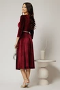 Rochie DY Fashion bordo din catifea cu decolteu in V si talia cu perle, 2, dyfashion.ro