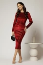 Rochie DY Fashion bordo din catifea cu paiete si funda maxi la spate, 3, dyfashion.ro