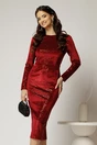 Rochie DY Fashion bordo din catifea cu paiete si funda maxi la spate, 2, dyfashion.ro