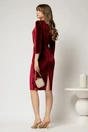 Rochie DY Fashion bordo din catifea cu perle la guler si brosa eleganta, 2, dyfashion.ro