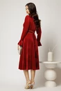Rochie DY Fashion bordo din catifea cu perlute la decolteu si cordon detasabil, 2, dyfashion.ro