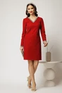 Rochie DY Fashion bordo din catifea fixa cu perle la decolteu si maneci, 3, dyfashion.ro